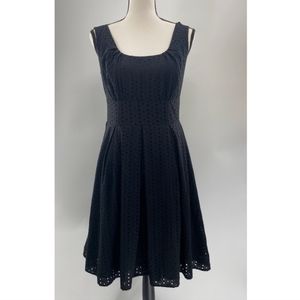 Clavin Klein Black Eyelet/ Crochet Midi A-line Dress